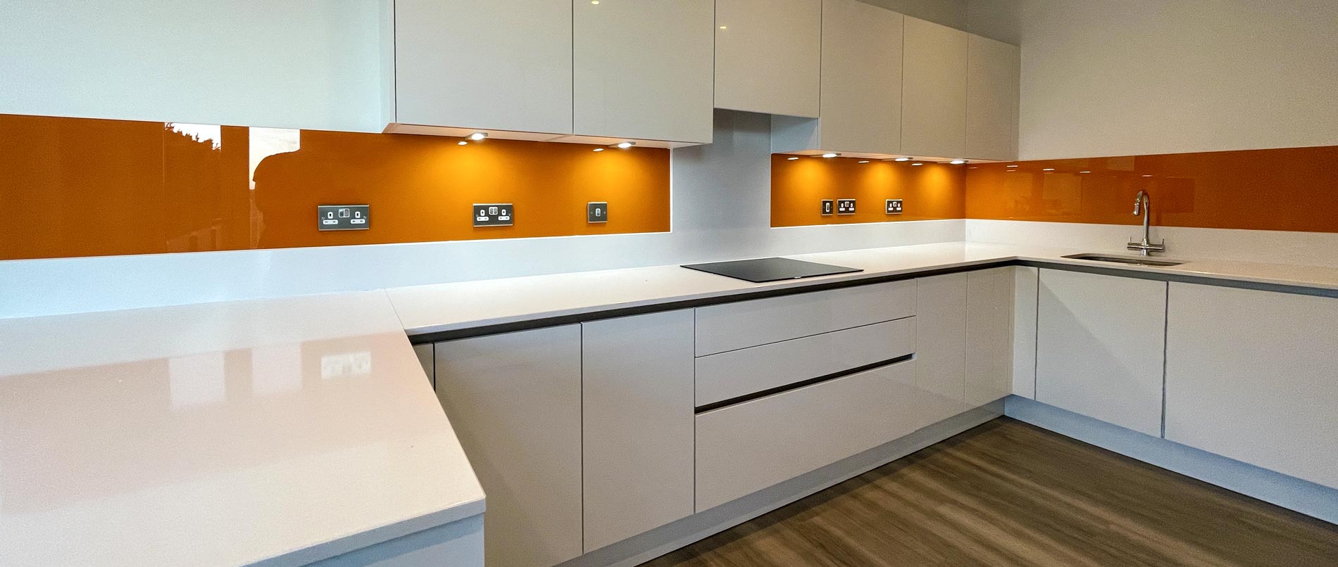 plain coloured splashback orange